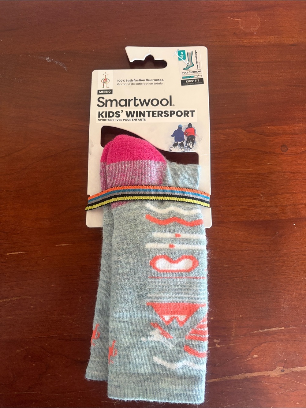 Smartwool Kids' Wintersport Grey & Pink Athletic Socks